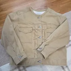 ベイフロー⭐︎ノーカラー　デニムジャケット⭐︎ベイジュカラー