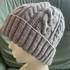 送料込1600円！あったか♡可愛い♡グレーカラー♡ハンドメイド♡ニット帽！