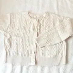 GU アイボリー ケーブルニットカーディガン　Ｌ
