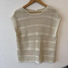 CRAFT アイボリー 半袖ニットセーター フリーサイズ