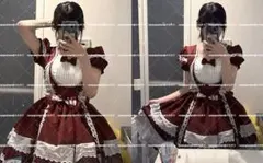 ロリータ ゴシック メイド ワンピース 赤 衣装