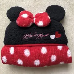 ディズニー　ミニー　ブランケット　フード付き　ポンチョ　膝掛け　4way