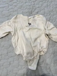 【70-80】ミニーマウスロンパース クリーム色 裏毛ベビーロンパース