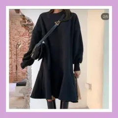 裏起毛 ひざ丈ワンピース