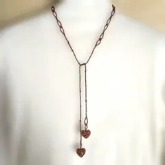 ハート型ビーズのネックレス　ラリエット ベネチアングラス　ハンドメイド