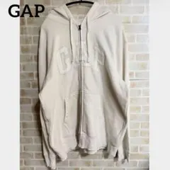 GAP ギャップ　ジップアップパーカー　オフホワイト　ボア　メンズ　ビッグサイズ