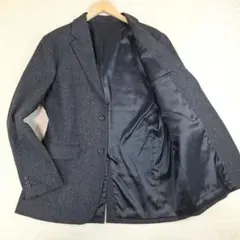 ユニクロ　ツイード　テーラードジャケット　ヘリンボーン　ダークグレー　XL