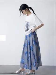 【新品未使用】MURUA ニュアンスフラワープリントスカート