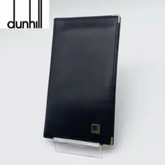 【美品】 Dunhill レザー 長財布 ロゴ金具 札入れ ゴールド金具 黒