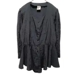 ❤希少 ユーロ古着 デザイン ブラウスジャケット ブラック L〜LL モード