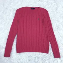 POLO RALPH LAUREN ケーブルニット セーター ピンク 刺繍ロゴ