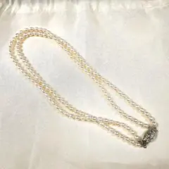 【テリ最強】本真珠 真珠 パール 2連 pearl necklace 良品
