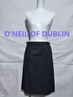 オニールオブダブリン　グレー ウールプリーツスカート ベルト付き