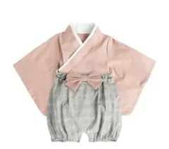 【美品】袴ロンパース 2ピース ピンク80サイズ