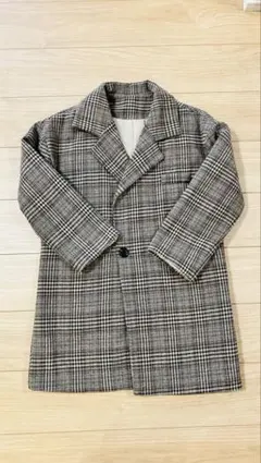 グレー系チェック ダブルブレスト チェスターコート
