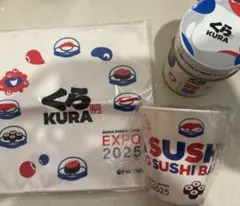くら寿司 ミャクミャク 大阪万博 メラミンコップ 緑茶 タオルハンカチセット