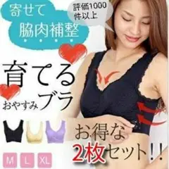 ★お得2枚★ ナイトブラ新品 ローズ&ホワイト ブラジャー新品 バストアップ