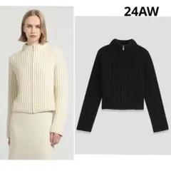 美品 Theory 定価6.5万 24AW カシミヤ混 ニットブルゾン 黒