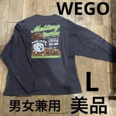 WEGO プリントTシャツ　長袖　ダークグレー　L 美品　男女兼用