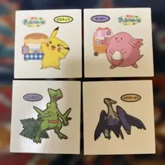 ポケモンデコキャラシール　ピカチュウ&ラッキー等4枚