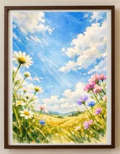 【水彩画アート】花野を渡る風 2L版写真用紙