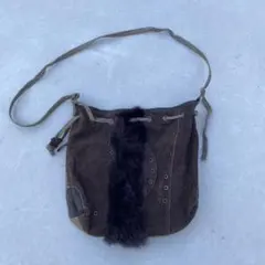 00s fur grunge shoulder bag y2k