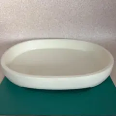 水盤 花器 大盤　池坊 自由花　生花　草月　白い楕円形フラワーベース A５７６