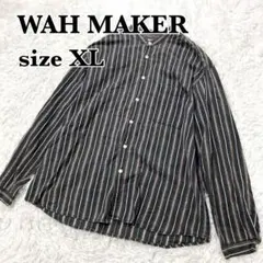 WAHMAKER スタンドカラーシャツ　インド綿　XL　大きいサイズ　ストライプ