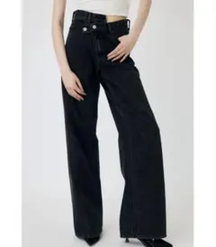 未使用級✨マウジー CROSS WAIST WIDE STRAIGHT ブラック - メルカリ
