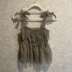 ZARA ザラ　リボンチュールトップス　グレー