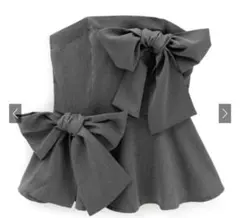 ダブルストラップリボンフレアトップス[tg814] グレイル