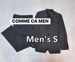 【COMME CA MEN】スーツ✳︎グレーストライプ✳︎上下セット✳︎メンズS