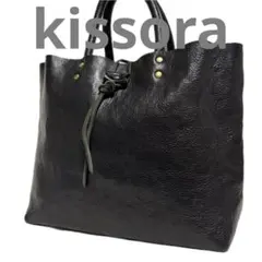 kissora キソラ A4対応 レザー トートバッグ ブラック E98のサムネイル