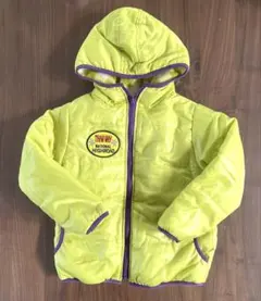 110cm リバーシブル ダウンジャケット 中綿ジャンパー フリース フード付