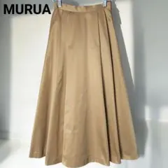 ✨良品✨ MURUA 光沢 ボリューム タック フレア ロングスカート 艶感