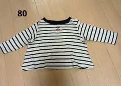 ボーダー長袖Tシャツ　チェリー　80cm　プティマイン