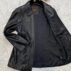 美品 コーチ COACH本革 ジャケット シグネチャー ブラック 黒 メンズ