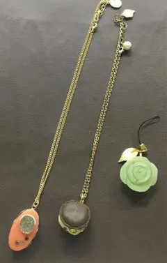 キューポット　Q-pot. オレンジケーキ、チョコマカロン、グリーンローズ　3点