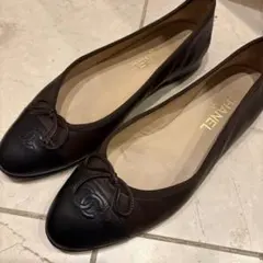 CHANEL バレエシューズ ブラウン×黒　40 希少サイズ　25.5のサムネイル