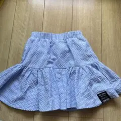 水色ギンガムチェックフリルスカート風