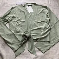 Max Mara ミントグリーン長袖カーディガンL クロップド丈　色褪せありのサムネイル