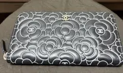 CHANEL カメリア　ブラック　長財布