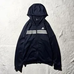 【Y8569】adidas パーカー　フーディー　サイズL ネイビー