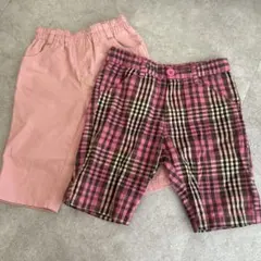 子ども服　ボトムス110cm ピンク　ピンクチェック　2点セットまとめ売り
