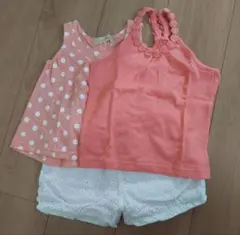 GLOBAL WORKサイズS(90～100cm)女の子３点セット未使用トップスのサムネイル