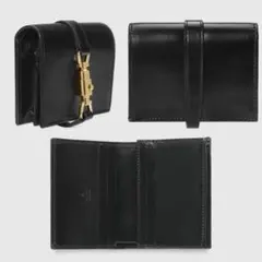 GUCCI ブラック レザー 二つ折り財布