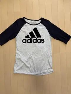 [¥1150→¥1050] adidas ロゴプリント 五分袖Tシャツ