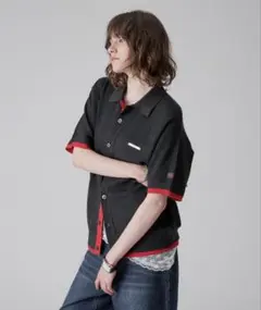 ONCILY レイヤードカラーニットシャツカーディガン