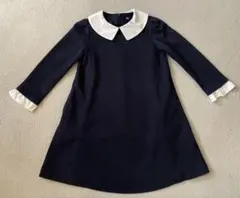 UNIQLO ネイビー フォーマルワンピース ホワイト襟付き