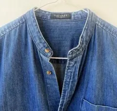 MACPHEE コットンデニムスタンドネックシャツワンピース 36（M）